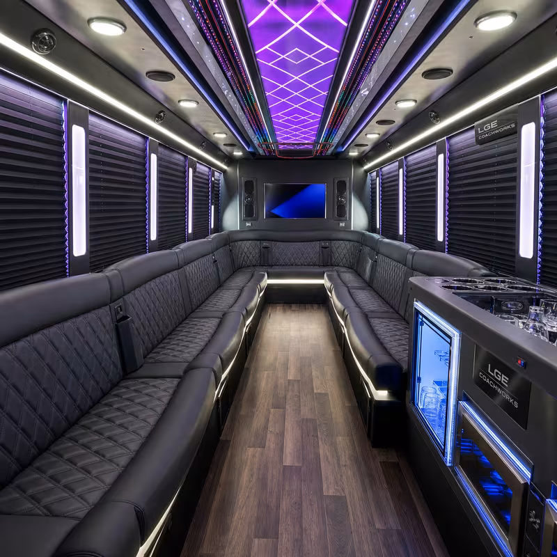 15 Passenger Party Bus Interior