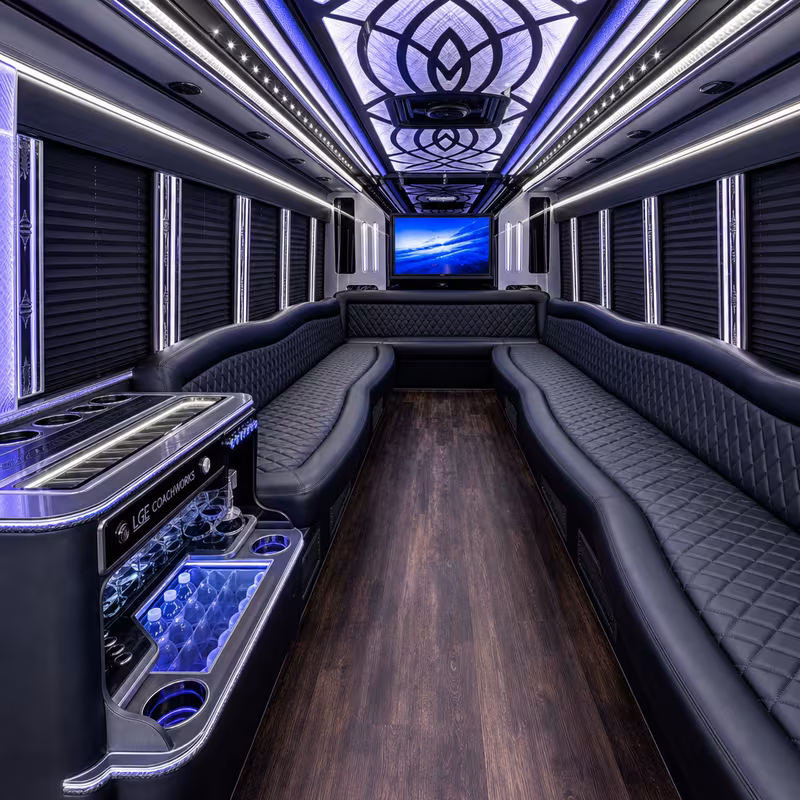 15 Passenger Party Bus Interior