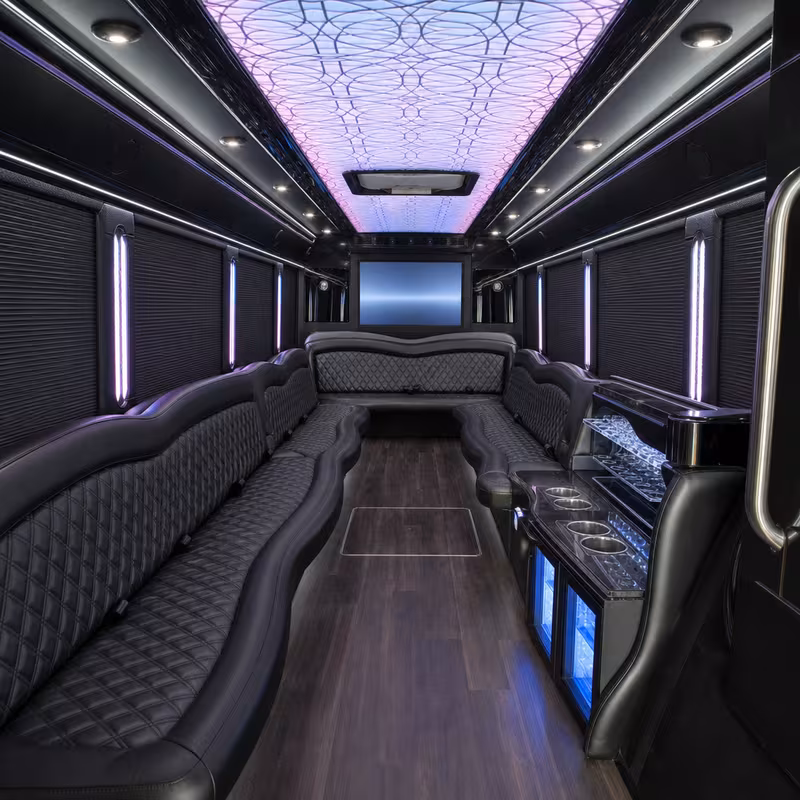 18 Passenger Party Bus Interior
