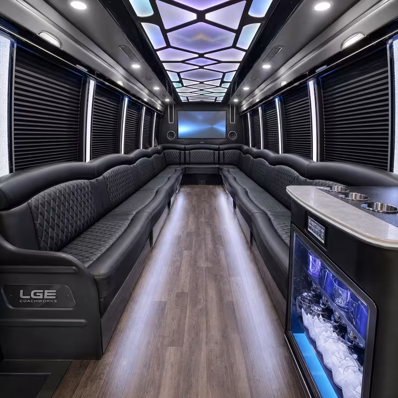 18 Passenger Party Bus Interior