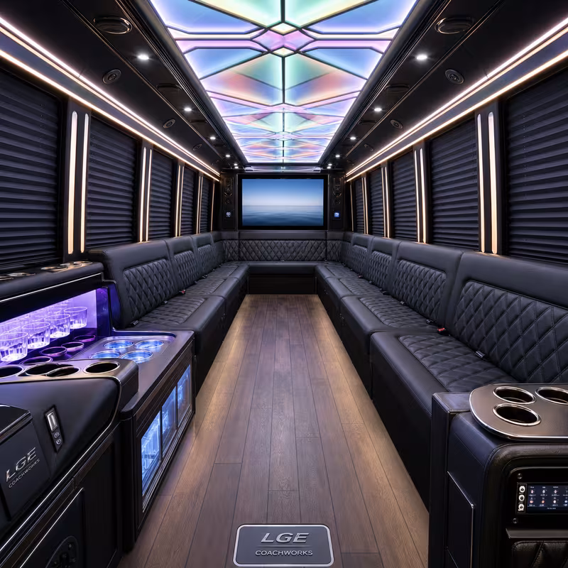20 Passenger Party Bus Interior