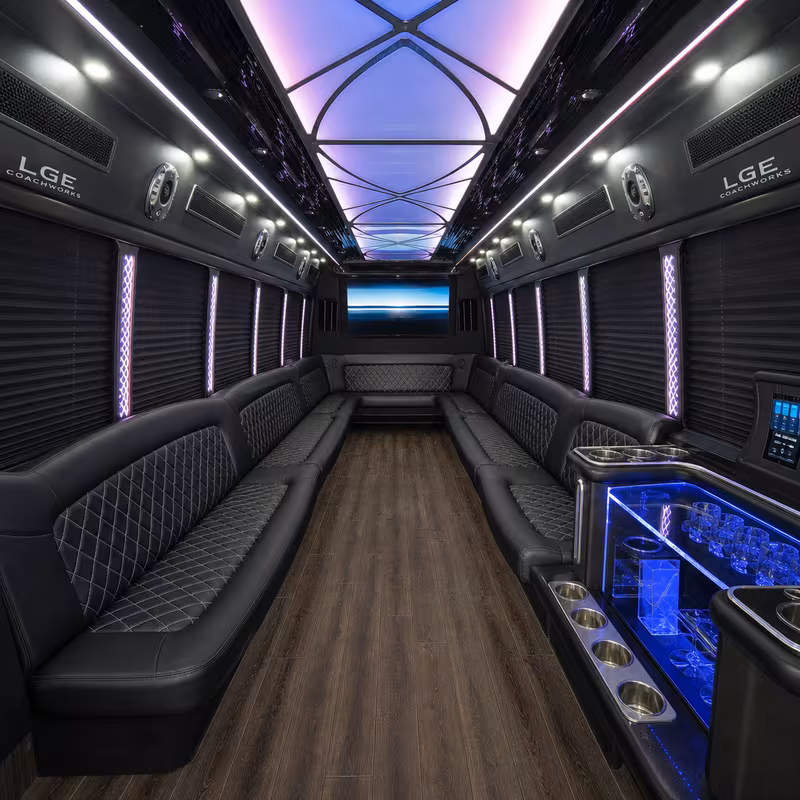 20 Passenger Party Bus Interior