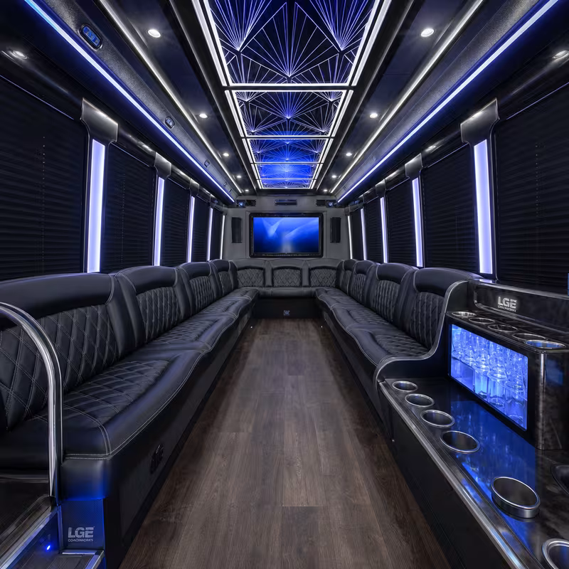 25 Passenger Party Bus Interior