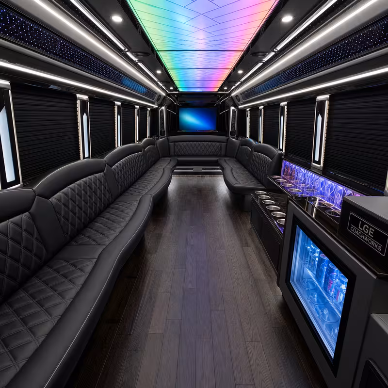25 Passenger Party Bus Interior