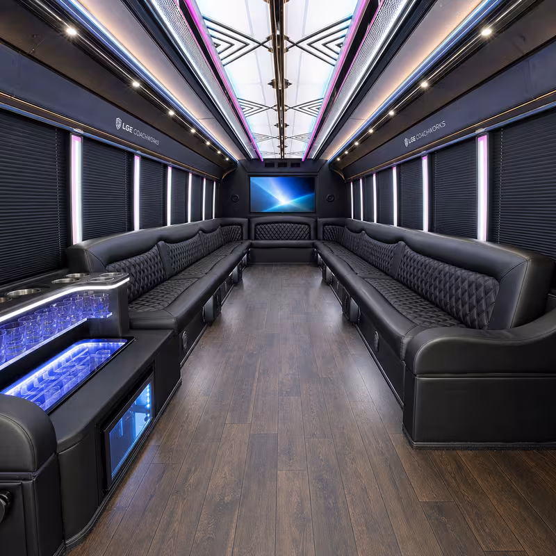 28 Passenger Party Bus Interior