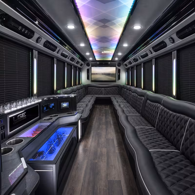 30 Passenger Party Bus Interior