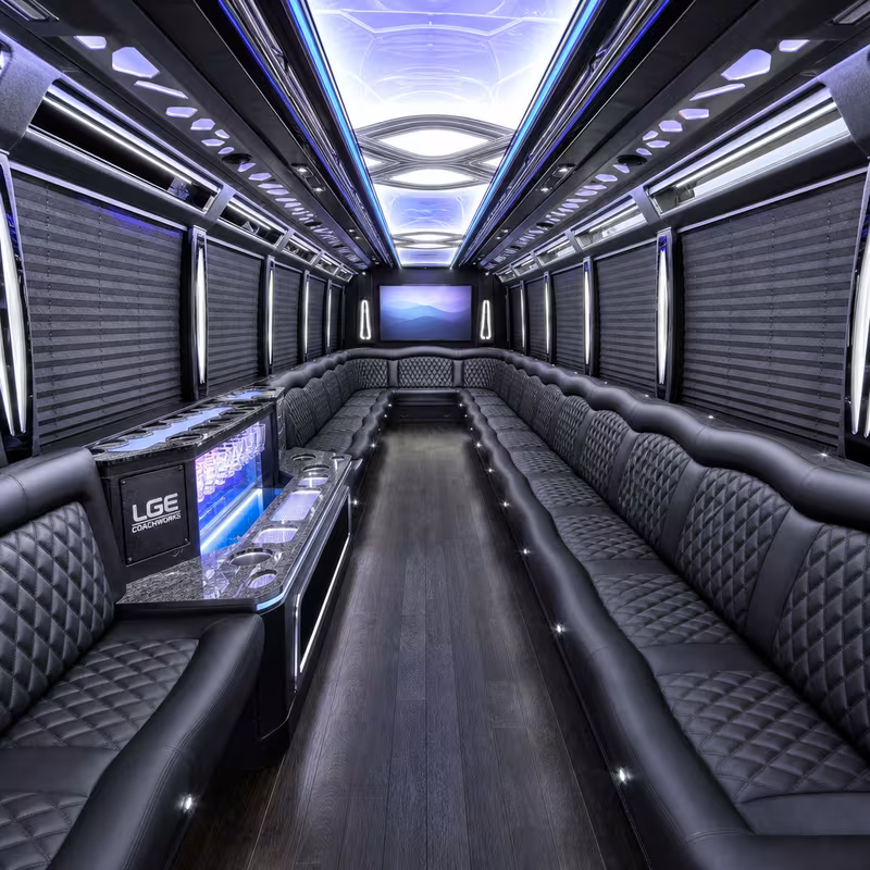 50 Passenger Party Bus Interior