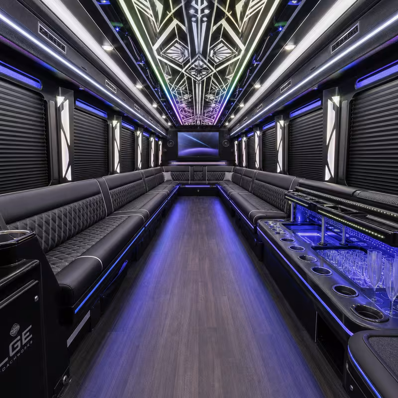 50 Passenger Party Bus Interior
