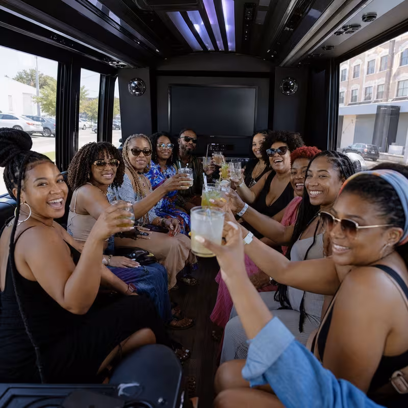 Black Mercedes Sprinter van staged for an Overland Park Birthday Transportation group