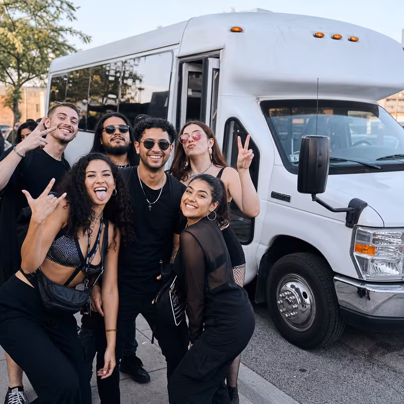 Black Mercedes Sprinter van staged for an Overland Park Concert Transportation group