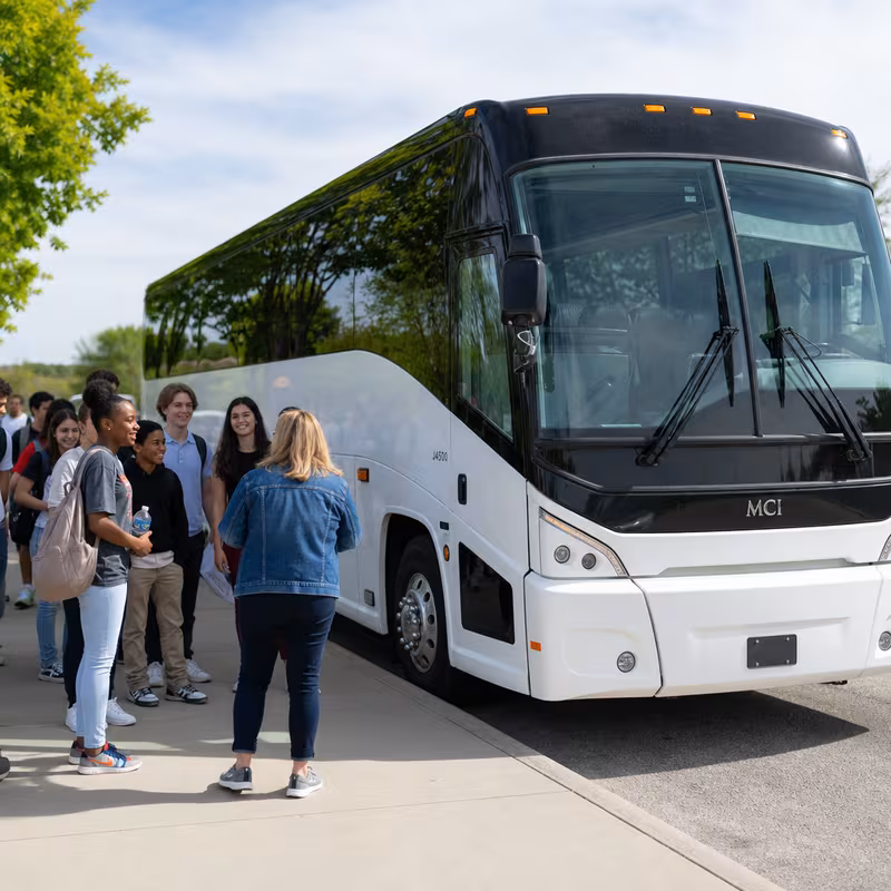 Black Mercedes Sprinter van staged for an Overland Park School Transportation group